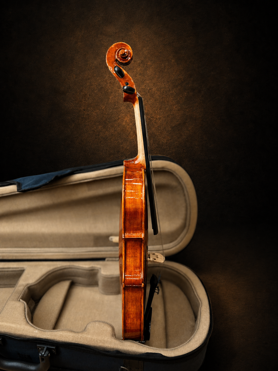 Góc nghiêng hông violin Suzuki No.230 size 3/4, mặt đàn hướng sang phải