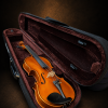 Mặt trước violin mang nhãn Antonius Stradivarius 1719 nằm trong hộp mở