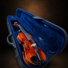 Mặt trước violin Bella Armonia Modell CONTROLATTIA size 4/4 nằm trong hộp mở