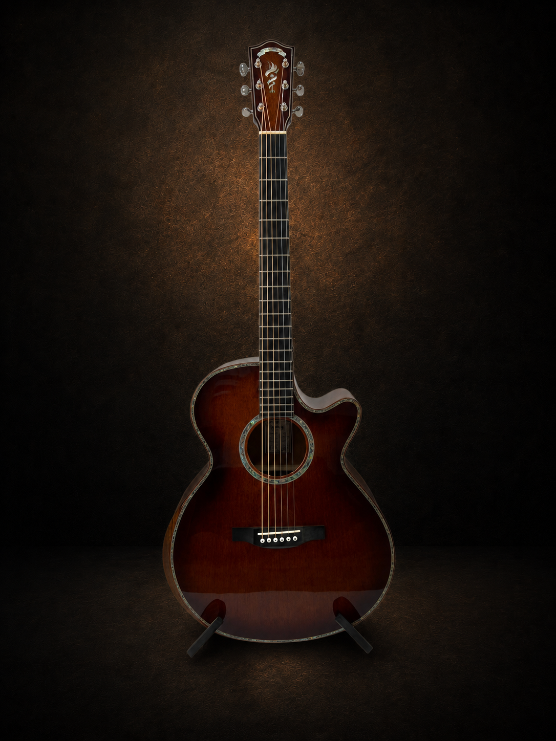 Guitar Headway HSJ-5130SE – toàn cảnh mặt trước màu nâu chuyển sắc