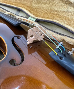 Cận cảnh ngựa đàn, dây đàn và lỗ thoát âm violin Karl Höfner