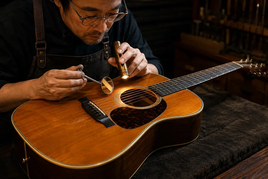 Kiểm tra kết cấu thùng đàn Guitar Nhật bãi trước khi mua
