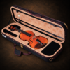 Violin Suzuki No.520 size 4/4 đặt trong hộp mở, nhìn rõ mặt đàn, ngựa đàn và tựa cằm.